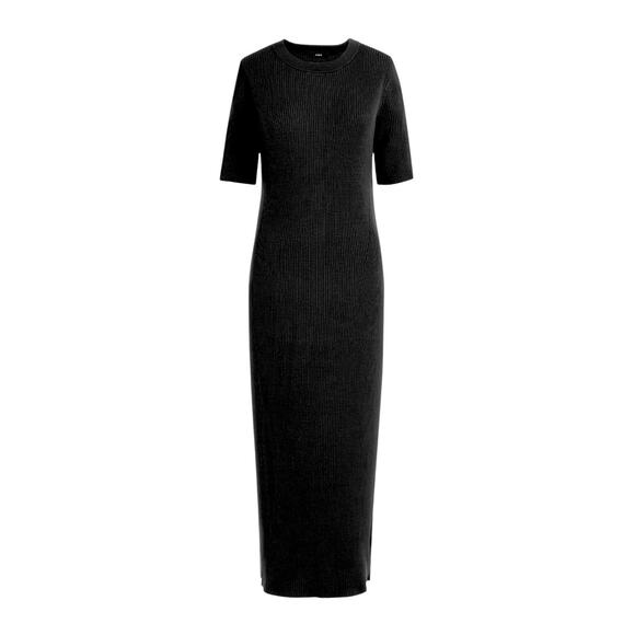 NWT J. Crew Ribbed Knit Midi Dress Black Short Sleeve Classic Office Formal XS - Picture 1 of 10